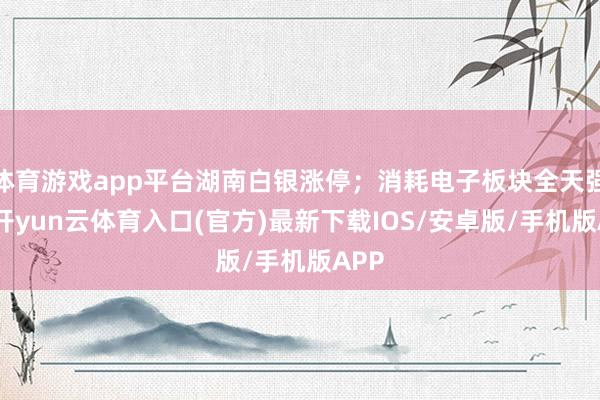 体育游戏app平台湖南白银涨停；消耗电子板块全天强势-开yun云体育入口(官方)最新下载IOS/安卓版/手机版APP